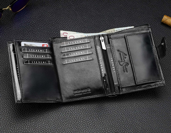 Vyriška natūralios odos piniginė Stevens Z07-326A-R, RFID apsauga