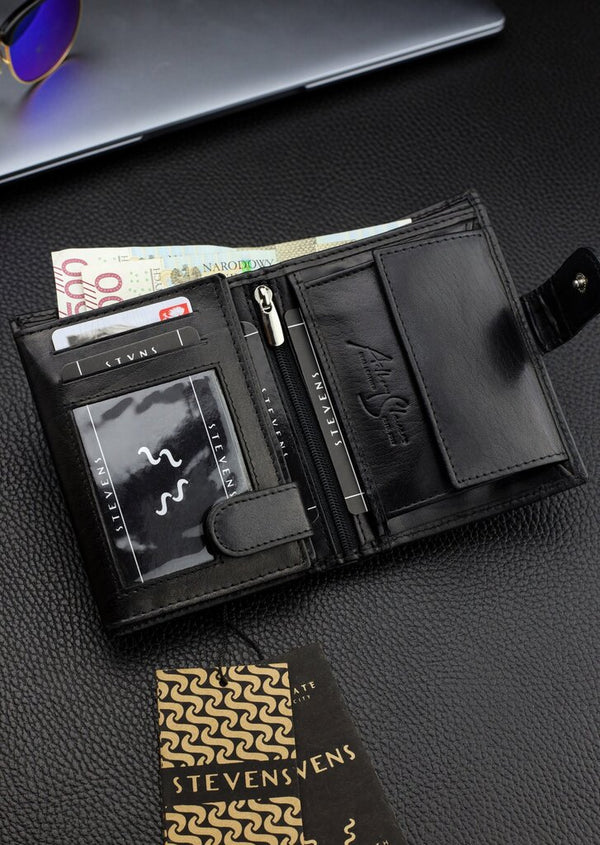 Vyriška natūralios odos piniginė Stevens Z07-326A-R, RFID apsauga