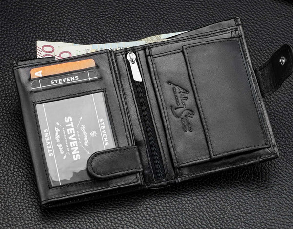 Vyriška natūralios odos piniginė Stevens Z07-326A-R, RFID apsauga