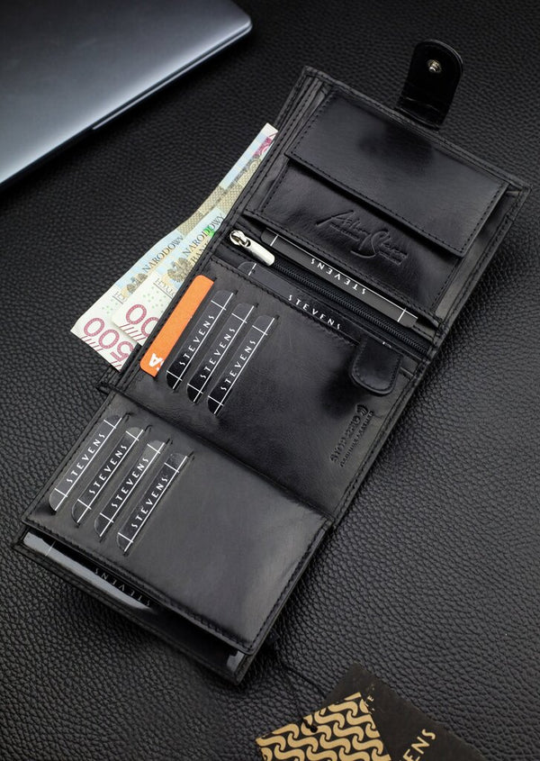 Vyriška natūralios odos piniginė Stevens Z07-326A-R, RFID apsauga