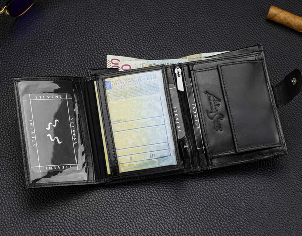 Vyriška natūralios odos piniginė Stevens Z07-326A-R, RFID apsauga