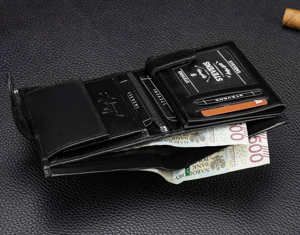 Vyriška natūralios odos piniginė Stevens Z07-326A-R, RFID apsauga