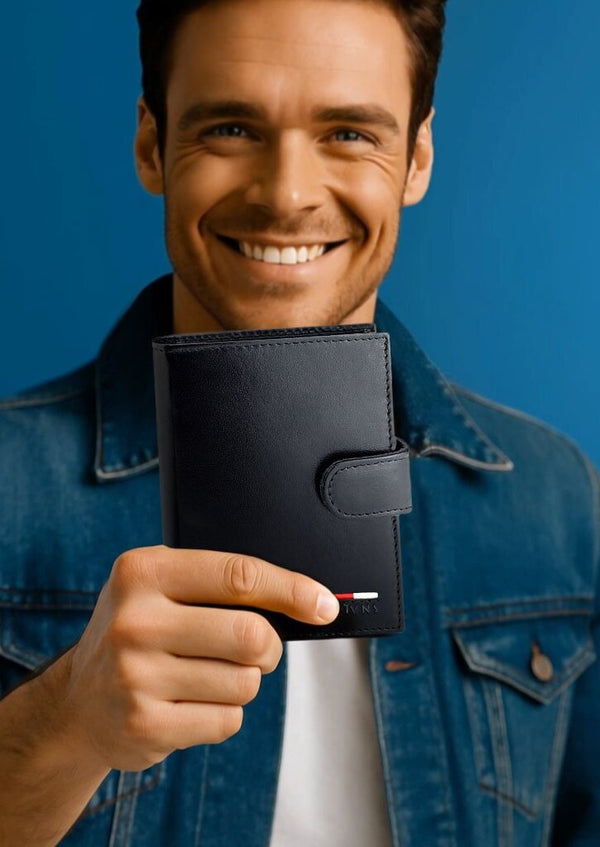 Vyriška natūralios odos piniginė Stevens Z07-326A-R, RFID apsauga