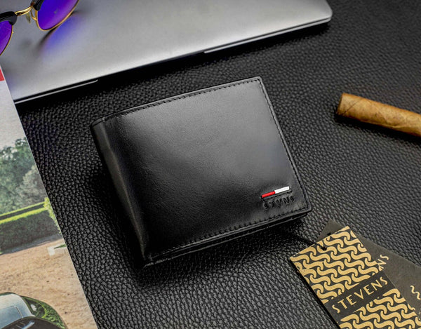 Vyriška natūralios odos piniginė Stevens Z07-8888-R, RFID apsauga
