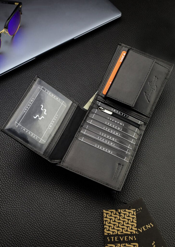 Vyriška natūralios odos piniginė Stevens Z07-8888-R, RFID apsauga