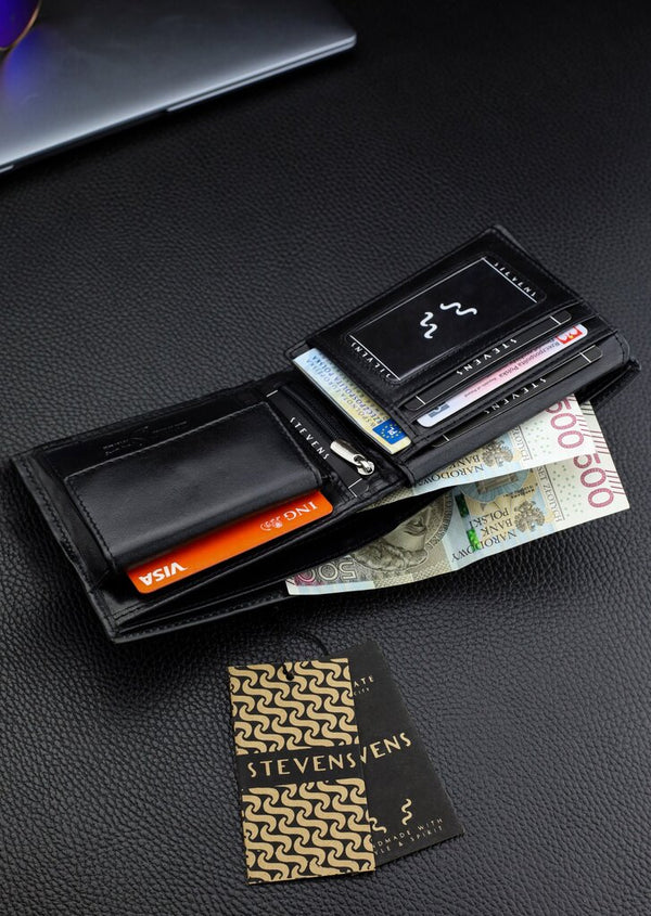 Vyriška natūralios odos piniginė Stevens Z07-8888-R, RFID apsauga
