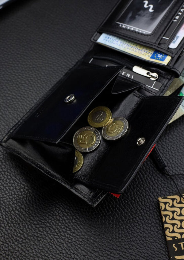 Vyriška natūralios odos piniginė Stevens Z07-8888-R, RFID apsauga