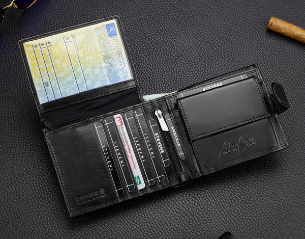 Vyriška natūralios odos piniginė Stevens Z07-8888A-R, RFID apsauga