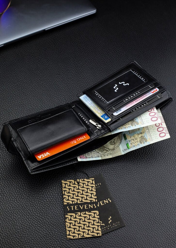 Vyriška natūralios odos piniginė Stevens Z07-8888A-R, RFID apsauga