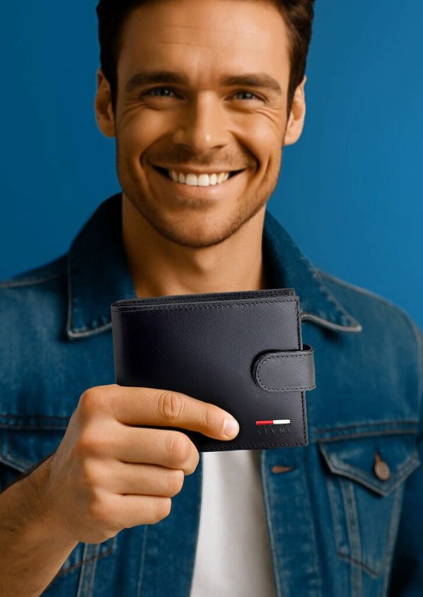 Vyriška natūralios odos piniginė Stevens Z07-8888A-R, RFID apsauga