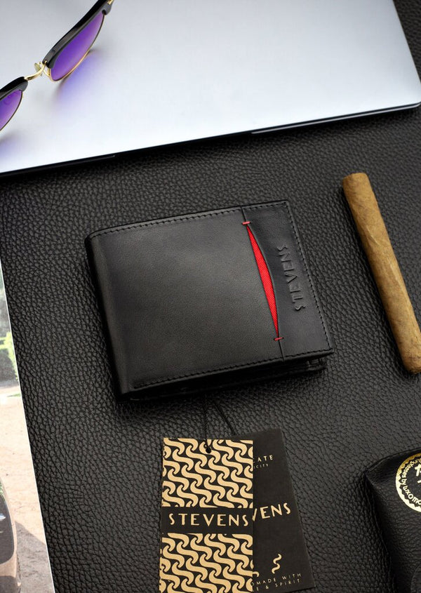 Vyriška natūralios odos piniginė Stevens Z08-325-R, RFID apsauga