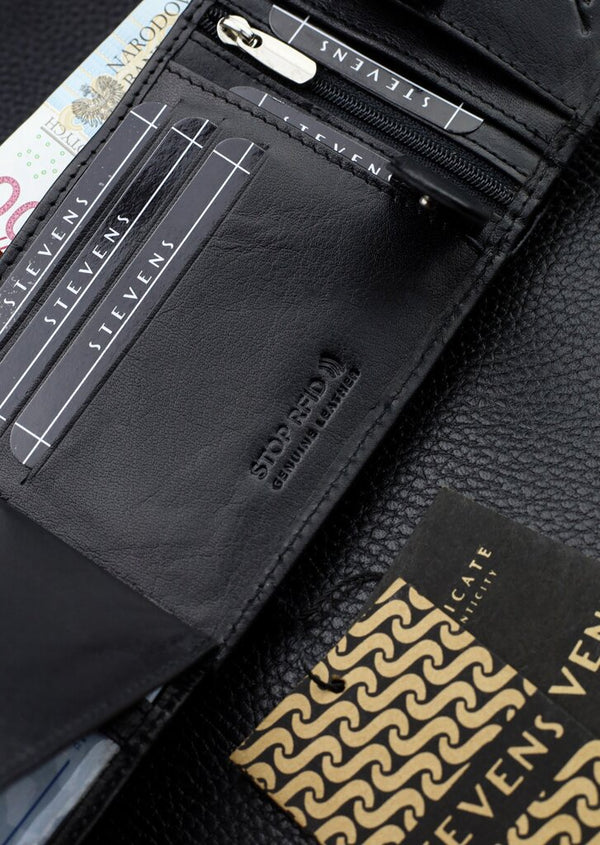 Vyriška natūralios odos piniginė Stevens Z08-325-R, RFID apsauga