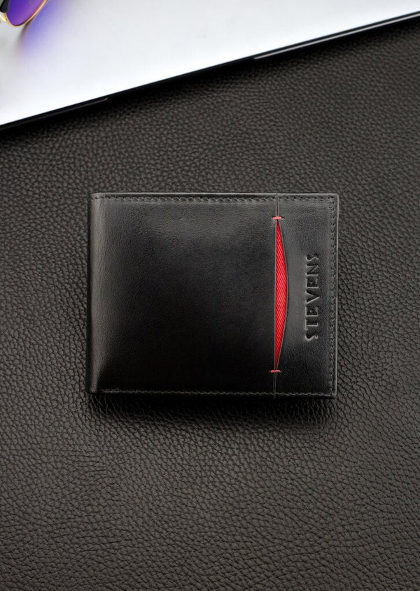 Vyriška natūralios odos piniginė Stevens Z08-325-R, RFID apsauga