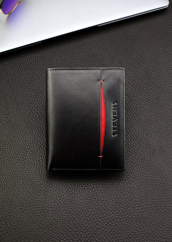 Vyriška natūralios odos piniginė Stevens Z08-326-R, RFID apsauga
