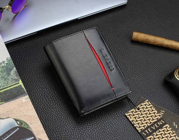 Vyriška natūralios odos piniginė Stevens Z08-326-R, RFID apsauga