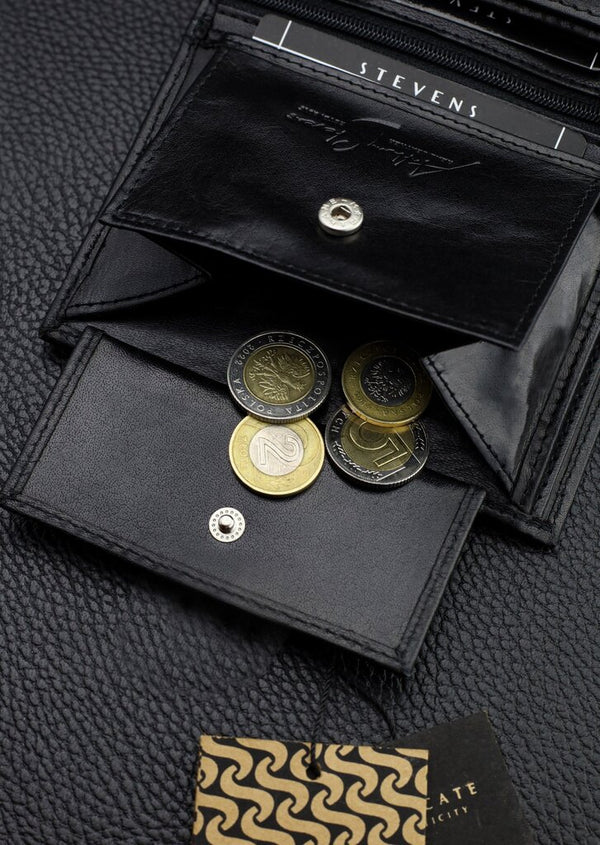 Vyriška natūralios odos piniginė Stevens Z08-326-R, RFID apsauga