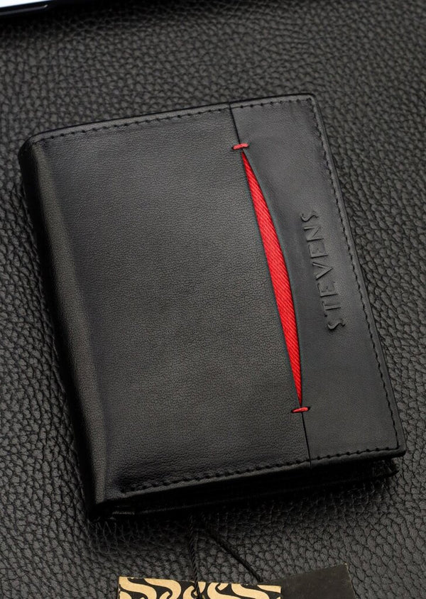 Vyriška natūralios odos piniginė Stevens Z08-326-R, RFID apsauga