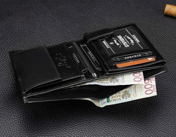 Vyriška natūralios odos piniginė Stevens Z08-326-R, RFID apsauga