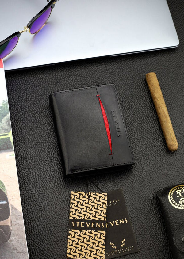 Vyriška natūralios odos piniginė Stevens Z08-326-R, RFID apsauga