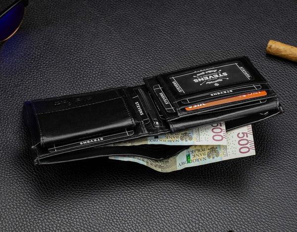 Vyriška natūralios odos piniginė Stevens Z08-8888-R, RFID apsauga