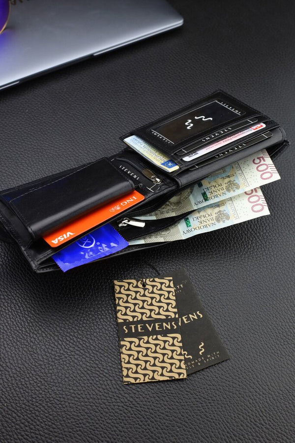 Vyriška natūralios odos piniginė Stevens Z08-8888-R, RFID apsauga