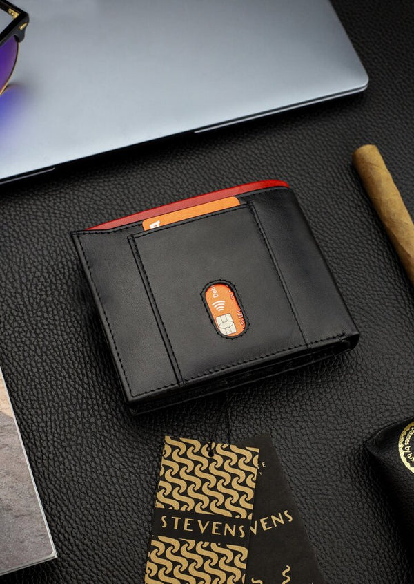 Vyriška natūralios odos piniginė Stevens Z08-8888-R, RFID apsauga