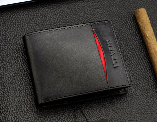 Vyriška natūralios odos piniginė Stevens Z08-8888-R, RFID apsauga