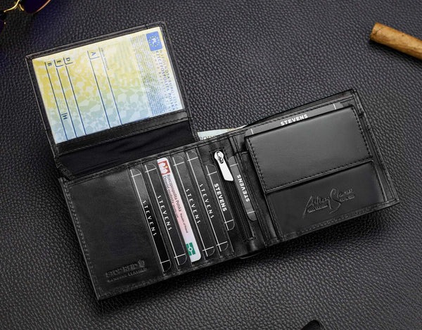 Vyriška natūralios odos piniginė Stevens Z08-8888-R, RFID apsauga