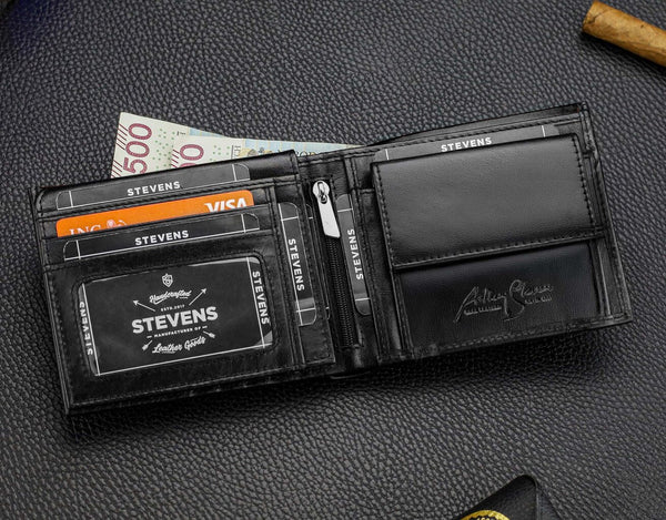 Vyriška natūralios odos piniginė Stevens Z08-8888-R, RFID apsauga