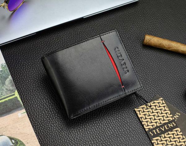 Vyriška natūralios odos piniginė Stevens Z08-8888-R, RFID apsauga