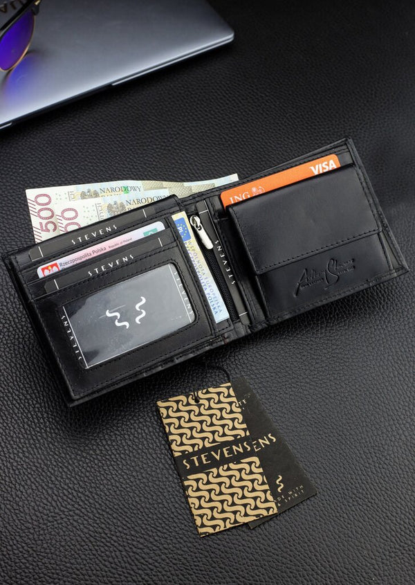 Vyriška natūralios odos piniginė Stevens Z08-8888-R, RFID apsauga