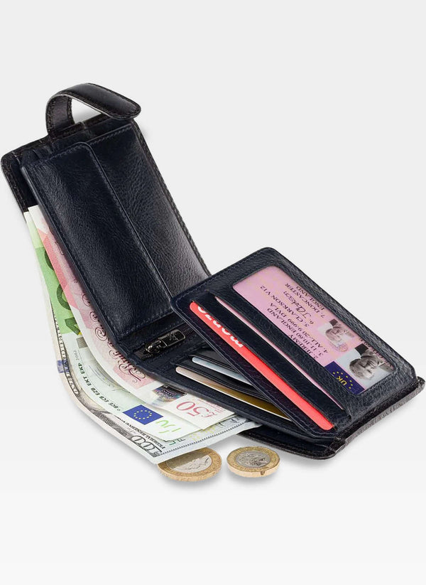 Vyriška natūralios odos piniginė Visconti AT-72, tamsiai mėlyna S509