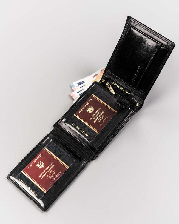 Vyriška odinė piniginė Peterson N1, juoda S485