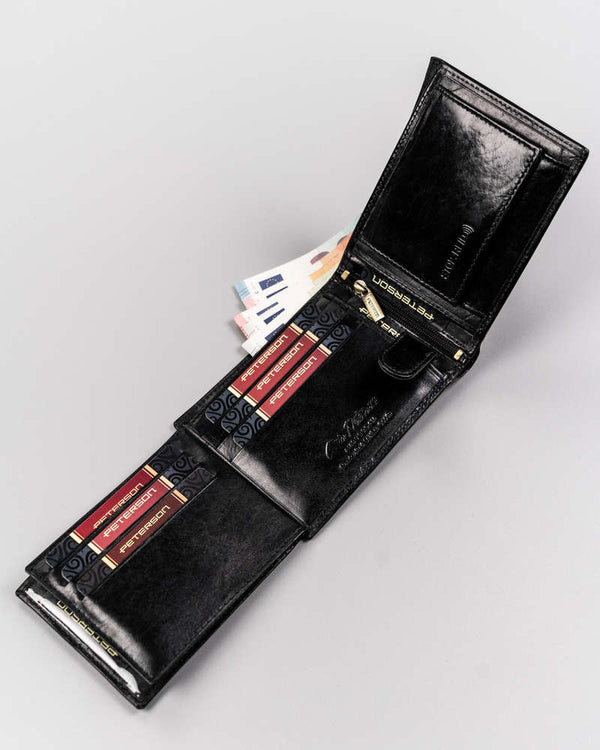 Vyriška odinė piniginė Peterson N1, juoda S485