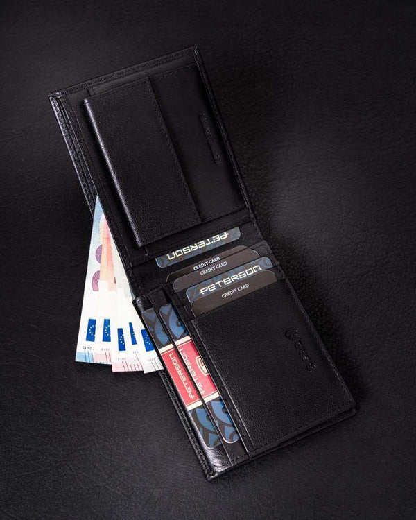 Vyriška odinė piniginė Peterson N8, juoda S483