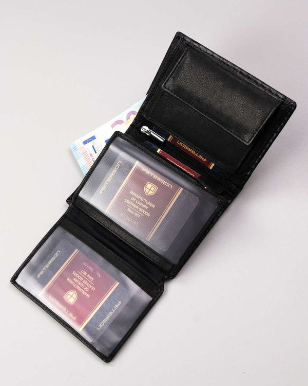 Vyriška odinė piniginė Peterson T4, juoda S482