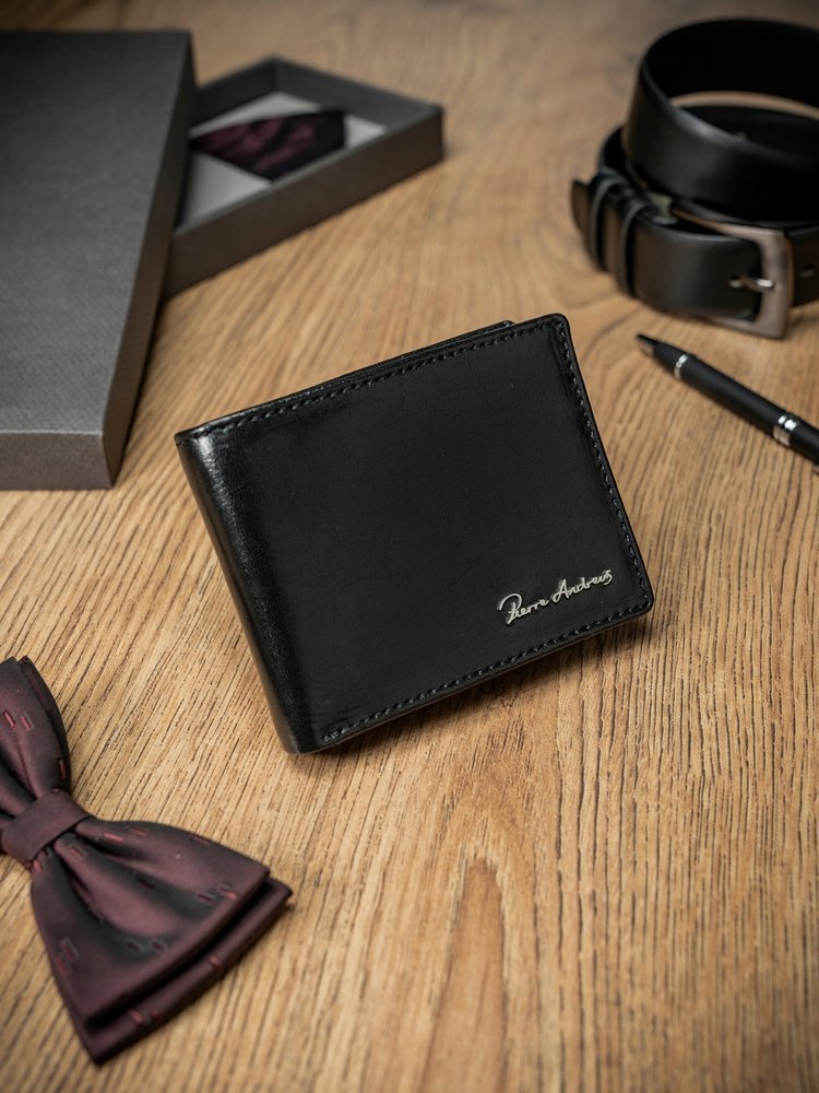 Vyriška odinė piniginė Pierre Andreus su RFID apsauga, juoda S479