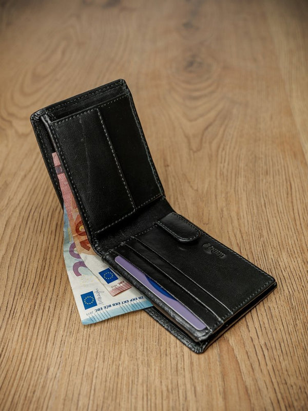 Vyriška odinė piniginė Pierre Andreus su RFID apsauga, juoda S479