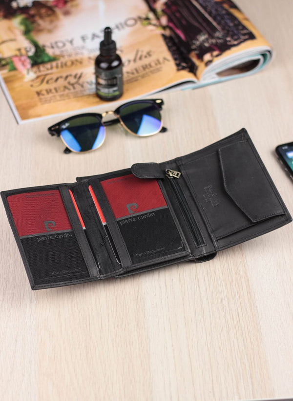 Vyriška odinė piniginė Pierre Cardin Tilak28 326 juoda su RFID apsauga S453