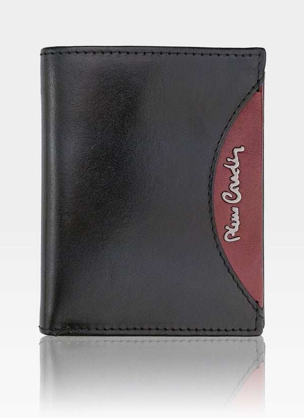Vyriška odinė piniginė Pierre Cardin Tilak29 1810 RFID apsauga, juoda + raudona S452