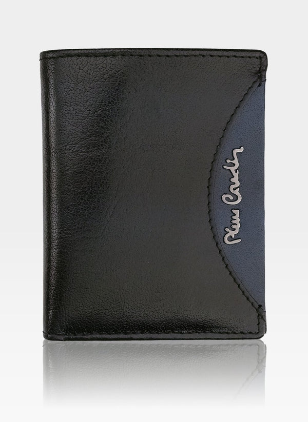Vyriška odinė piniginė Pierre Cardin Tilak29 1810 RFID juoda + mėlyna S451