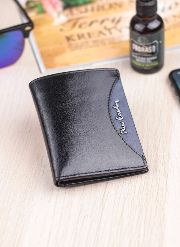 Vyriška odinė piniginė Pierre Cardin Tilak29 1810 RFID juoda + mėlyna S451