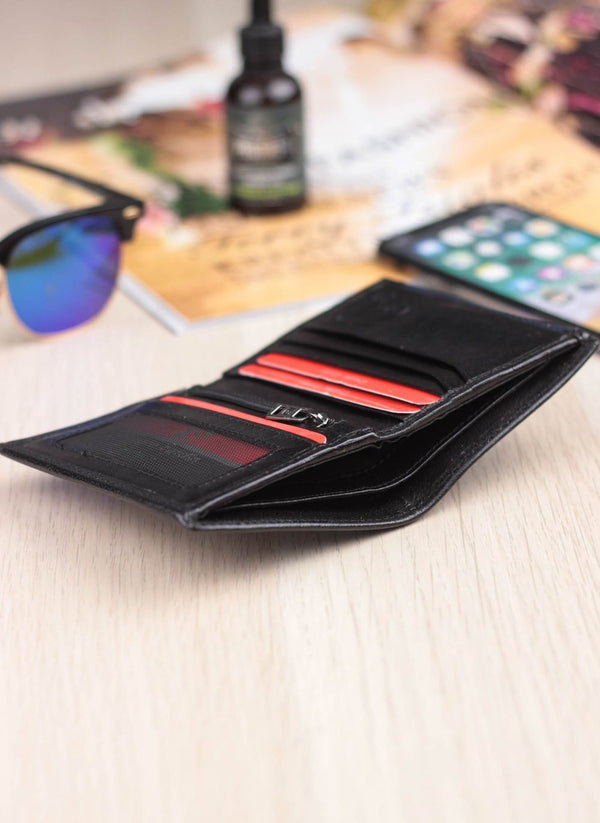 Vyriška odinė piniginė Pierre Cardin Tilak29 1810 RFID juoda + mėlyna S451