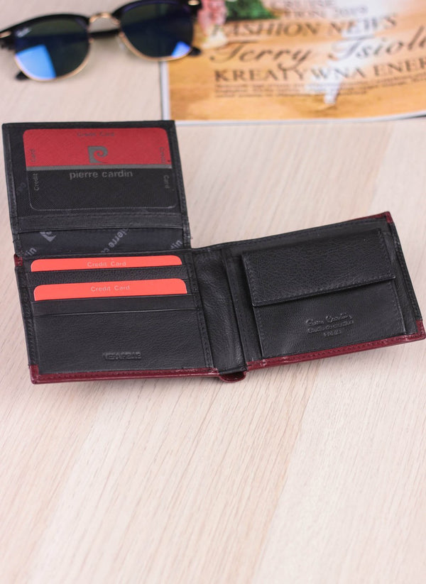 Vyriška odinė piniginė Pierre Cardin Tilak32 8825 juoda + bordo S449