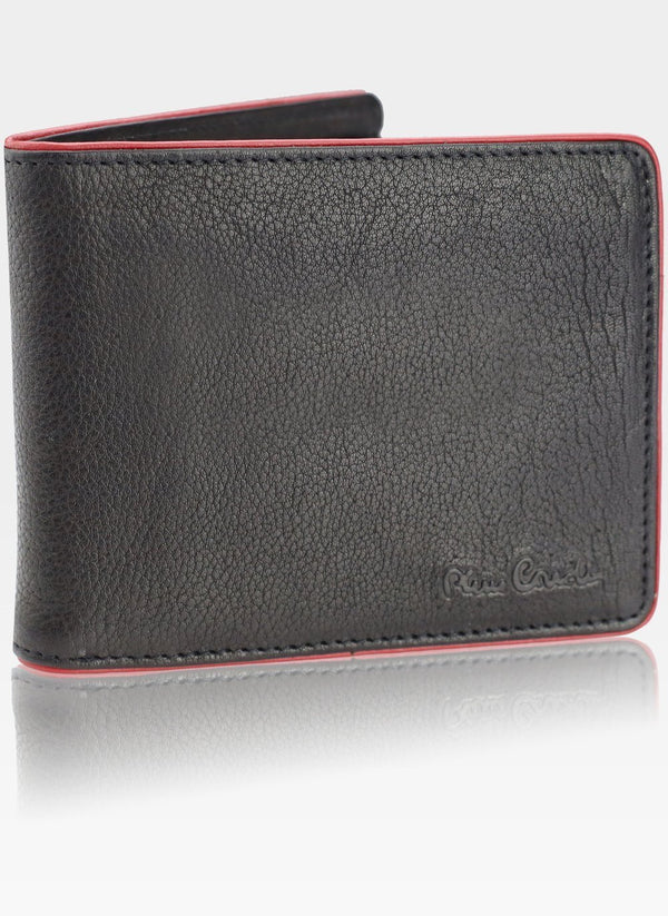 Vyriška odinė piniginė Pierre Cardin Tumble 88061 juoda + raudona S430