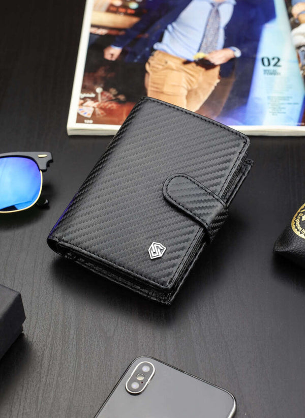 Vyriška odinė piniginė Stevens Carbon, juoda S184
