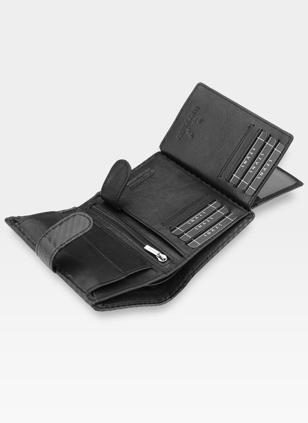 Vyriška odinė piniginė Stevens Carbon, juoda S184