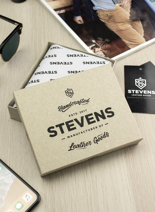 Vyriška odinė piniginė STEVENS RFID su apsauga Plona SLIM S199