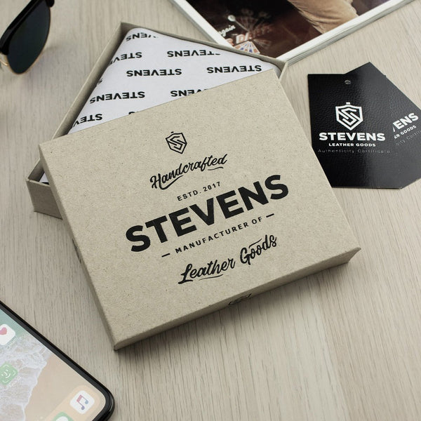 Vyriška odinė piniginė STEVENS su RFID apsauga juodos spalvos S196