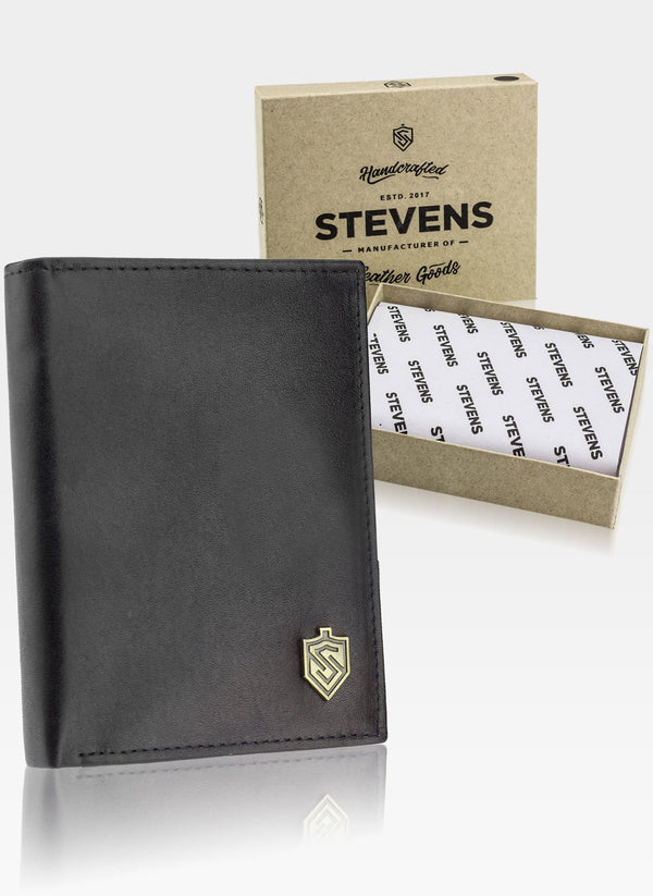 Vyriška odinė piniginė STEVENS su RFID apsauga Plona SLIM S197